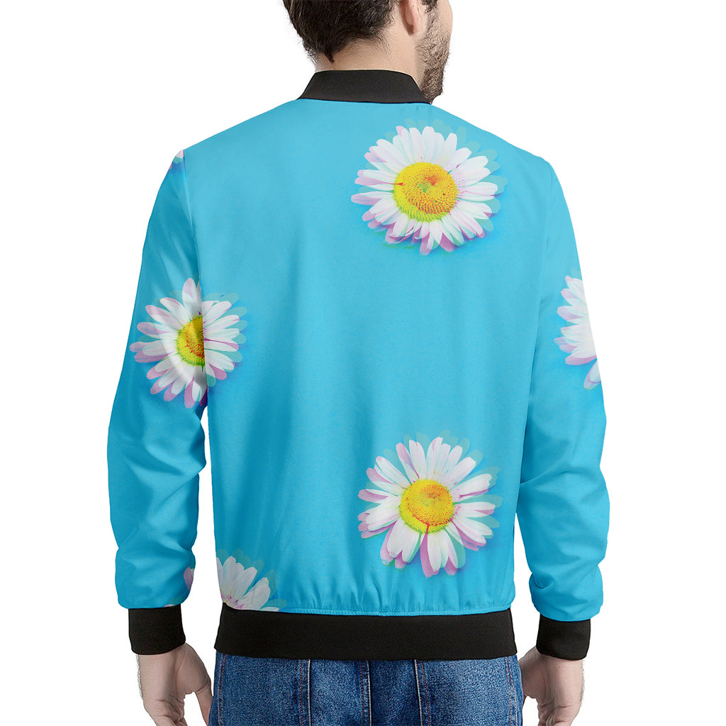 Glitch Daisy Flower Print Men's Bomber Jacket