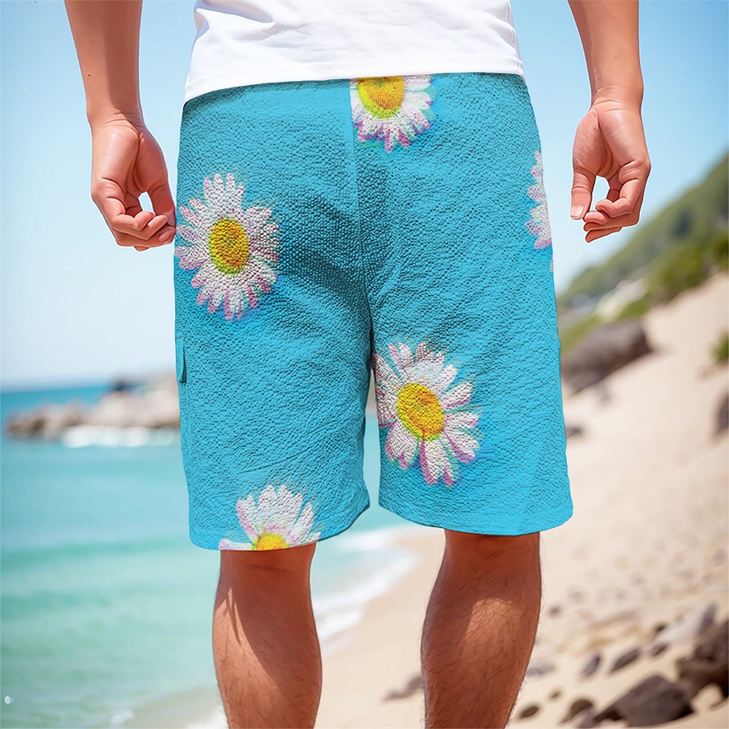 Glitch Daisy Flower Print Men's Cargo Shorts