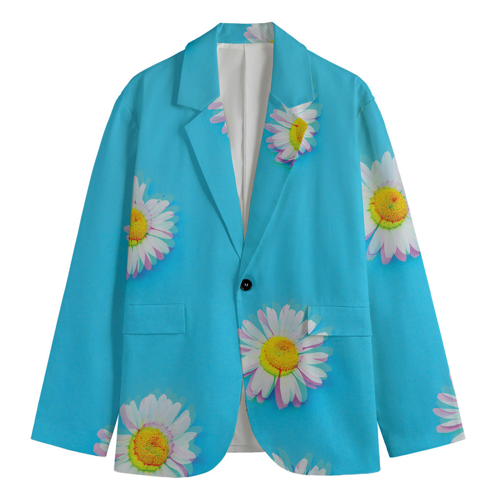 Glitch Daisy Flower Print Men's Cotton Blazer