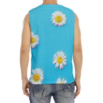 Glitch Daisy Flower Print Men's Fitness Tank Top