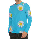 Glitch Daisy Flower Print Men's Long Sleeve Rash Guard