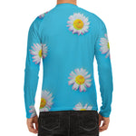 Glitch Daisy Flower Print Men's Long Sleeve Rash Guard