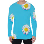 Glitch Daisy Flower Print Men's Long Sleeve T-Shirt