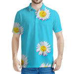 Glitch Daisy Flower Print Men's Polo Shirt