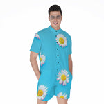 Glitch Daisy Flower Print Men's Rompers