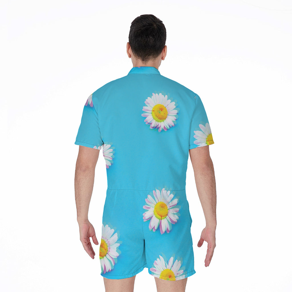 Glitch Daisy Flower Print Men's Rompers