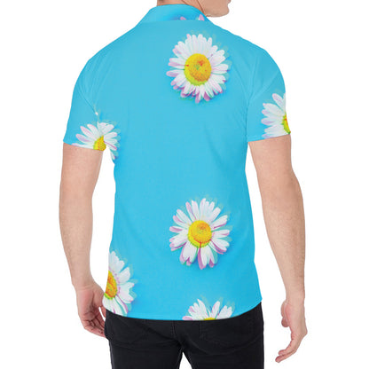 Glitch Daisy Flower Print Men's Shirt