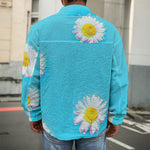 Glitch Daisy Flower Print Men's Shirt Jacket