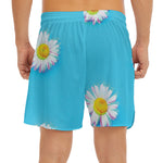 Glitch Daisy Flower Print Men's Split Running Shorts