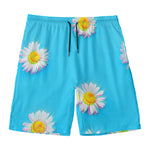 Glitch Daisy Flower Print Men's Swim Trunks