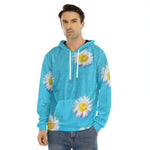 Glitch Daisy Flower Print Men's Velvet Pullover Hoodie