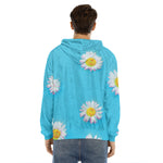 Glitch Daisy Flower Print Men's Velvet Pullover Hoodie