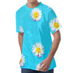 Glitch Daisy Flower Print Men's Velvet T-Shirt