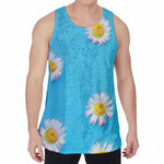Glitch Daisy Flower Print Men's Velvet Tank Top