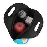 Glitch Daisy Flower Print Neoprene Lunch Bag