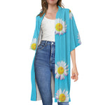 Glitch Daisy Flower Print Open Front Beach Cover Up