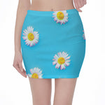 Glitch Daisy Flower Print Pencil Mini Skirt