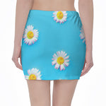 Glitch Daisy Flower Print Pencil Mini Skirt