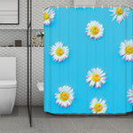 Glitch Daisy Flower Print Polyester Shower Curtain