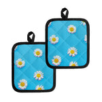 Glitch Daisy Flower Print Pot Holders