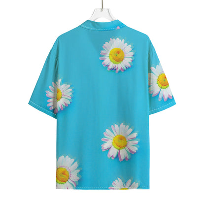 Glitch Daisy Flower Print Rayon Hawaiian Shirt