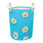 Glitch Daisy Flower Print Round Laundry Basket