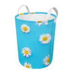 Glitch Daisy Flower Print Round Laundry Basket