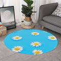 Glitch Daisy Flower Print Round Rug