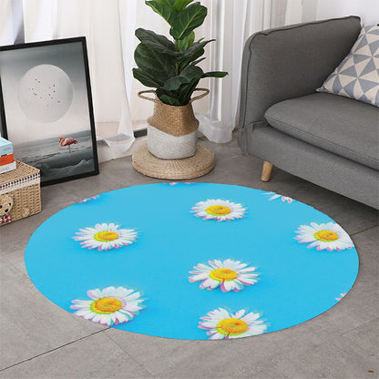 Glitch Daisy Flower Print Round Rug