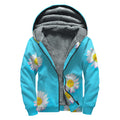 Glitch Daisy Flower Print Sherpa Lined Zip Up Hoodie