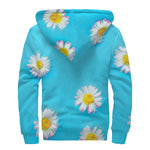 Glitch Daisy Flower Print Sherpa Lined Zip Up Hoodie