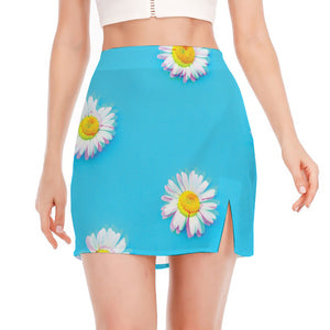 Glitch Daisy Flower Print Side Slit Mini Skirt