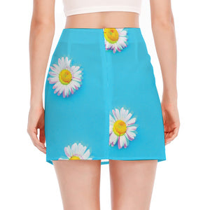 Glitch Daisy Flower Print Side Slit Mini Skirt