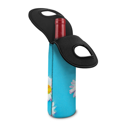 Glitch Daisy Flower Print Single Neoprene Wine Tote