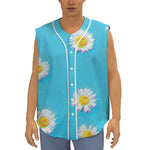 Glitch Daisy Flower Print Sleeveless Baseball Jersey