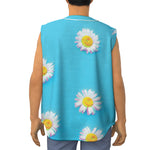 Glitch Daisy Flower Print Sleeveless Baseball Jersey