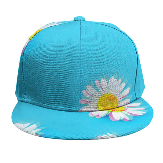 Glitch Daisy Flower Print Snapback Cap