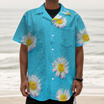 Glitch Daisy Flower Print Textured Short Sleeve Shirt