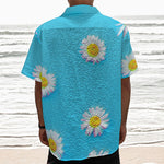 Glitch Daisy Flower Print Textured Short Sleeve Shirt