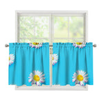 Glitch Daisy Flower Print Tier Curtains