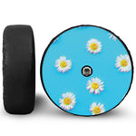 Glitch Daisy Flower Print Tire Cover With Camera Hole
