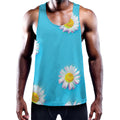 Glitch Daisy Flower Print Men's Workout Tank Top