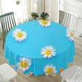 Glitch Daisy Flower Print Waterproof Round Tablecloth