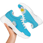 Glitch Daisy Flower Print White Chunky Shoes