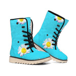 Glitch Daisy Flower Print Winter Boots