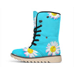 Glitch Daisy Flower Print Winter Boots
