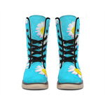 Glitch Daisy Flower Print Winter Boots
