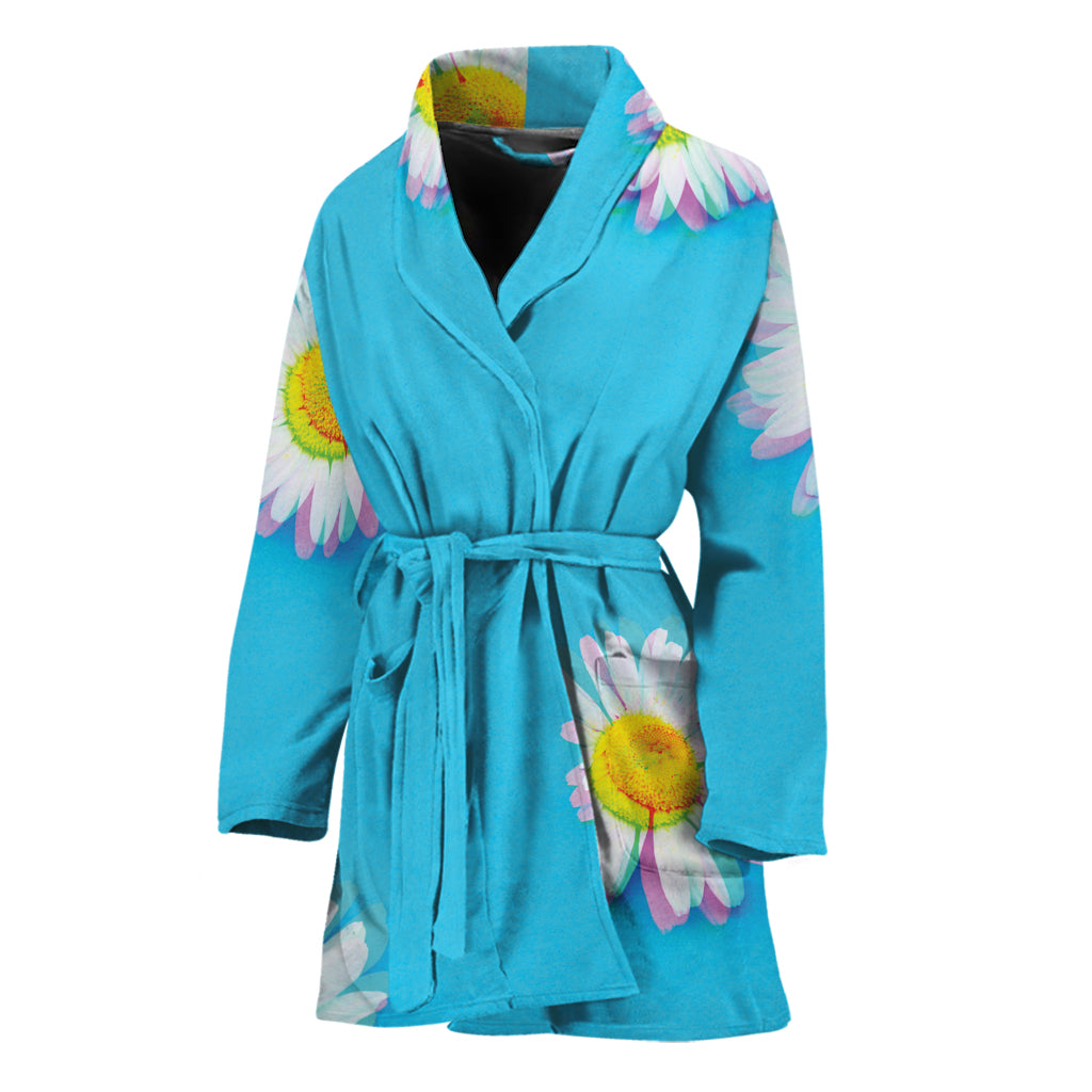 Glitch Daisy Flower Print Women's Bathrobe