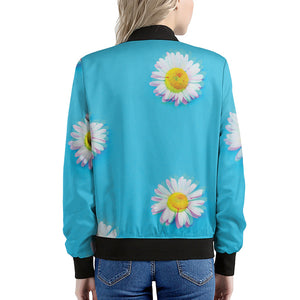 Glitch Daisy Flower Print Women's Bomber Jacket