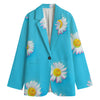 Glitch Daisy Flower Print Women's Cotton Blazer